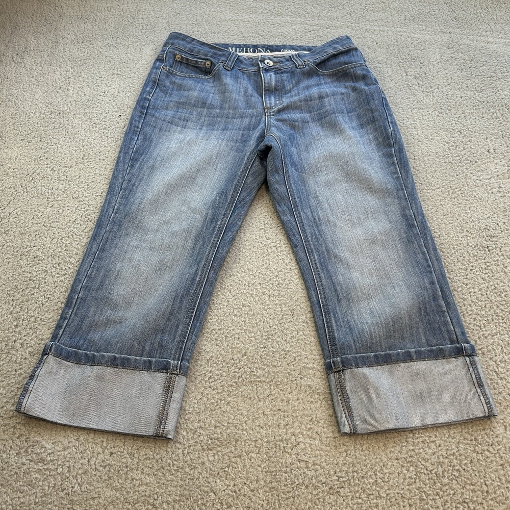 Merona Jeans Womens Size 8 Blue Regular Fit 1 Pockets Cropped Denim